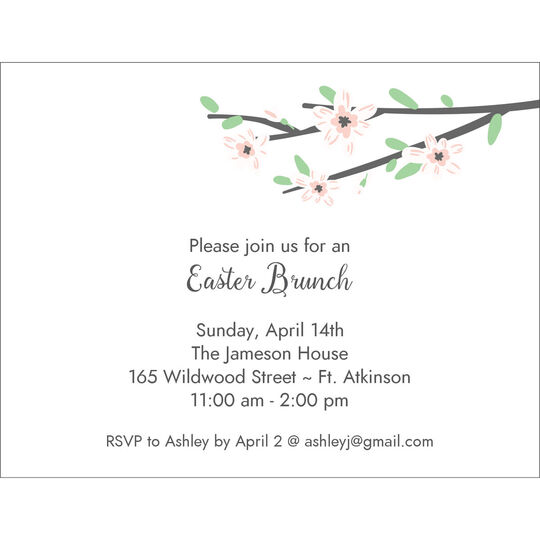 Floral Branch Flat Invitations